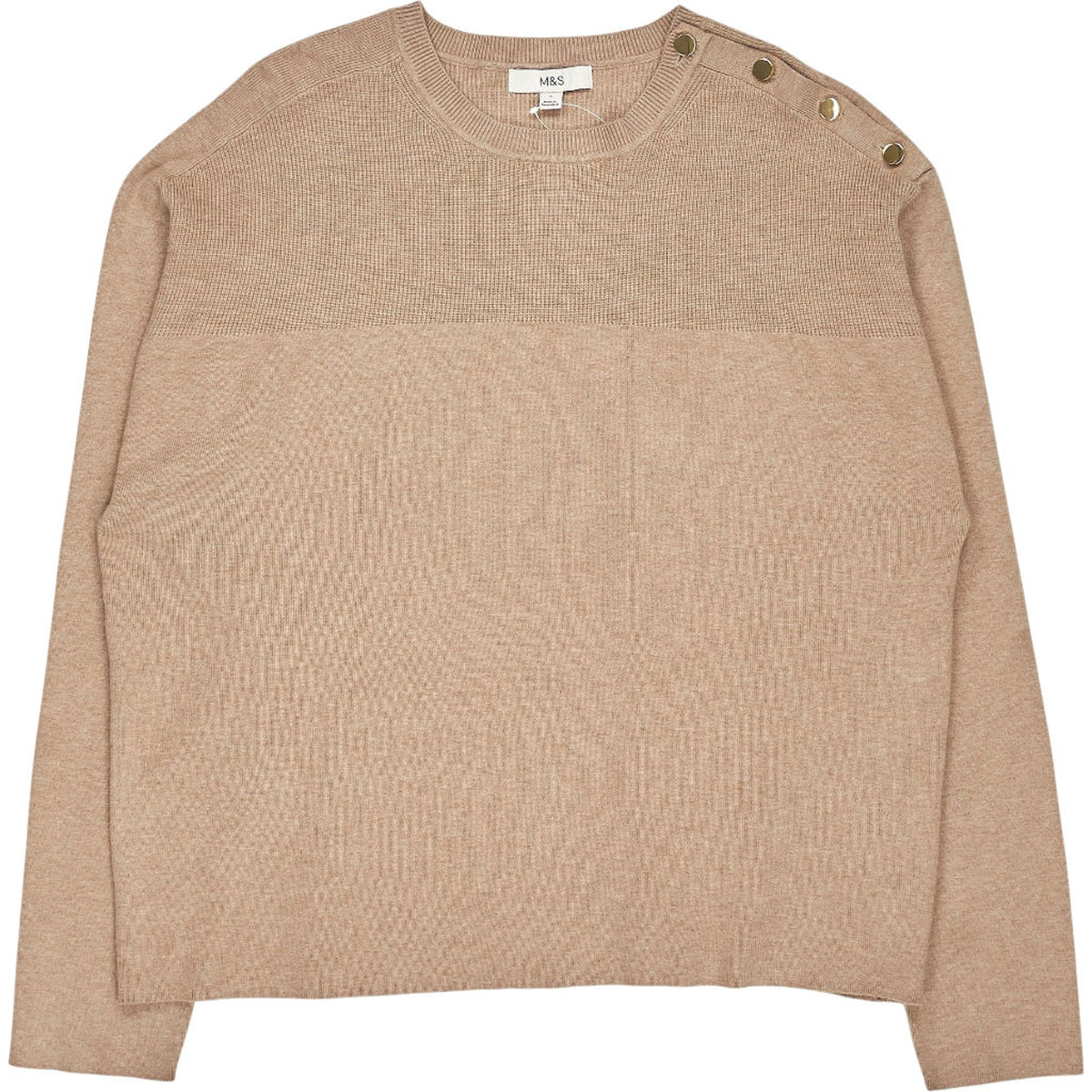 M&S Beige Button Detail Jumper