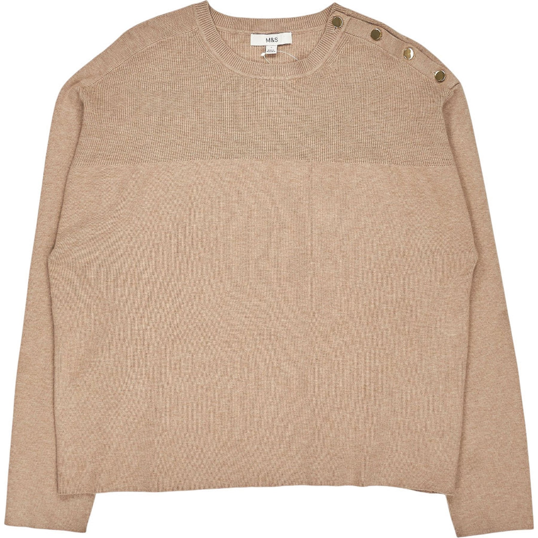 M&S Beige Button Detail Jumper