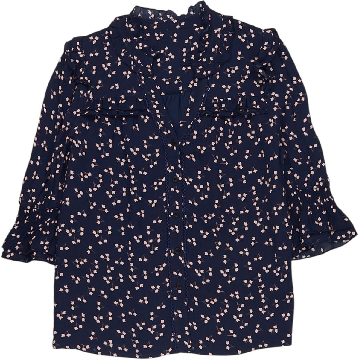 WYSE Navy Printed Blouse