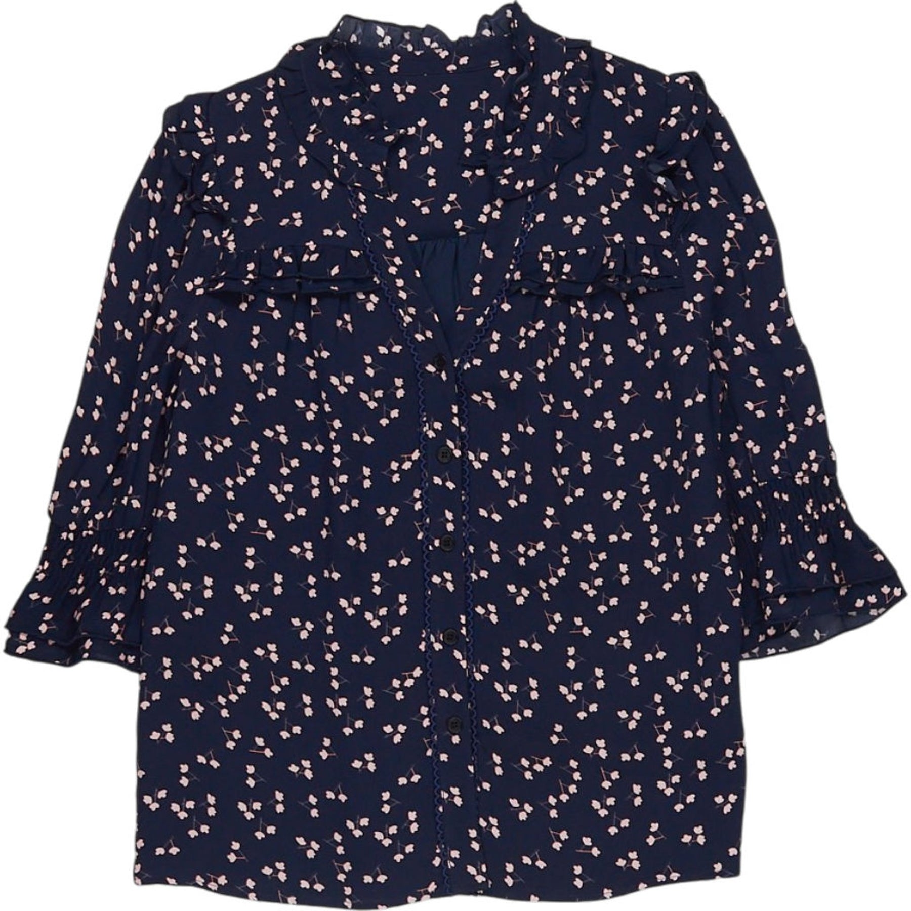 WYSE Navy Printed Blouse