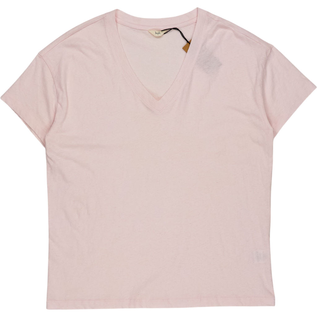 Hush Pink Linen Blend V-Neck T-Shirt