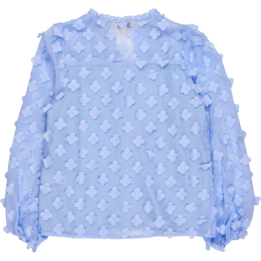 Love & Roses Blue Sheer Floral Blouse