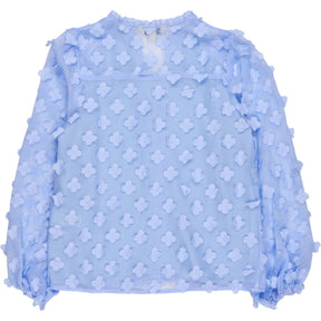 Love & Roses Blue Sheer Floral Blouse