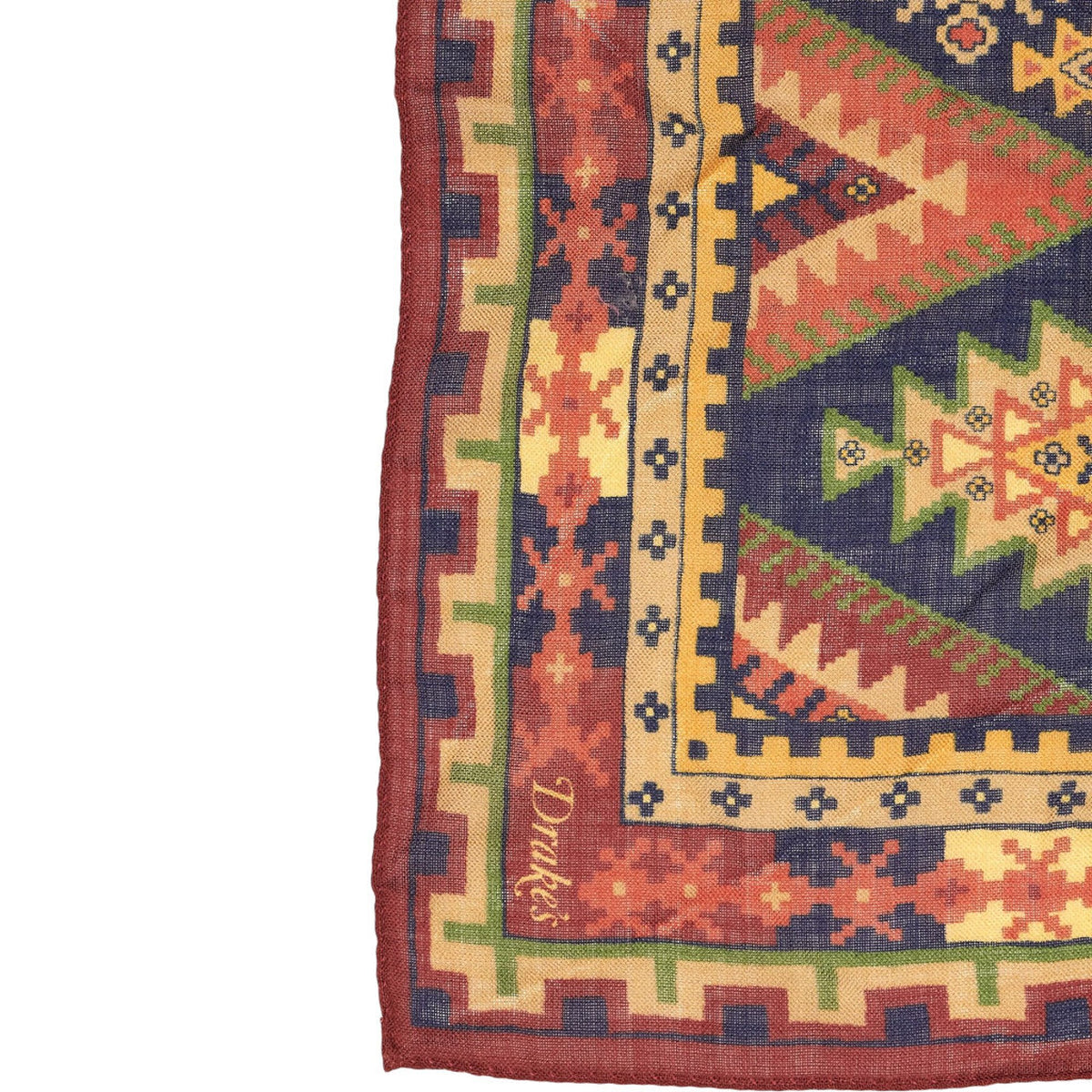 Drakes Multicoloured Geometric Scarf