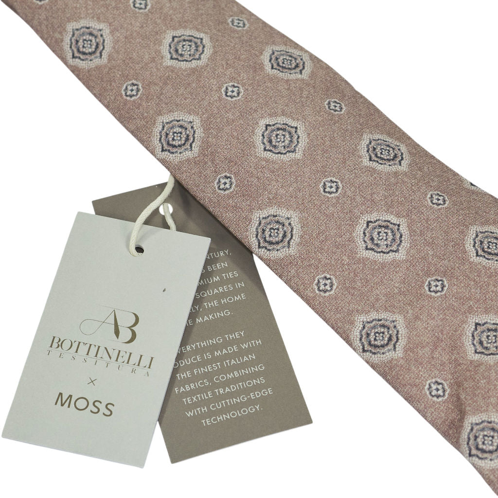 Tessitura Bottinelli x Moss Beige Patterned Tie Bundle x 3