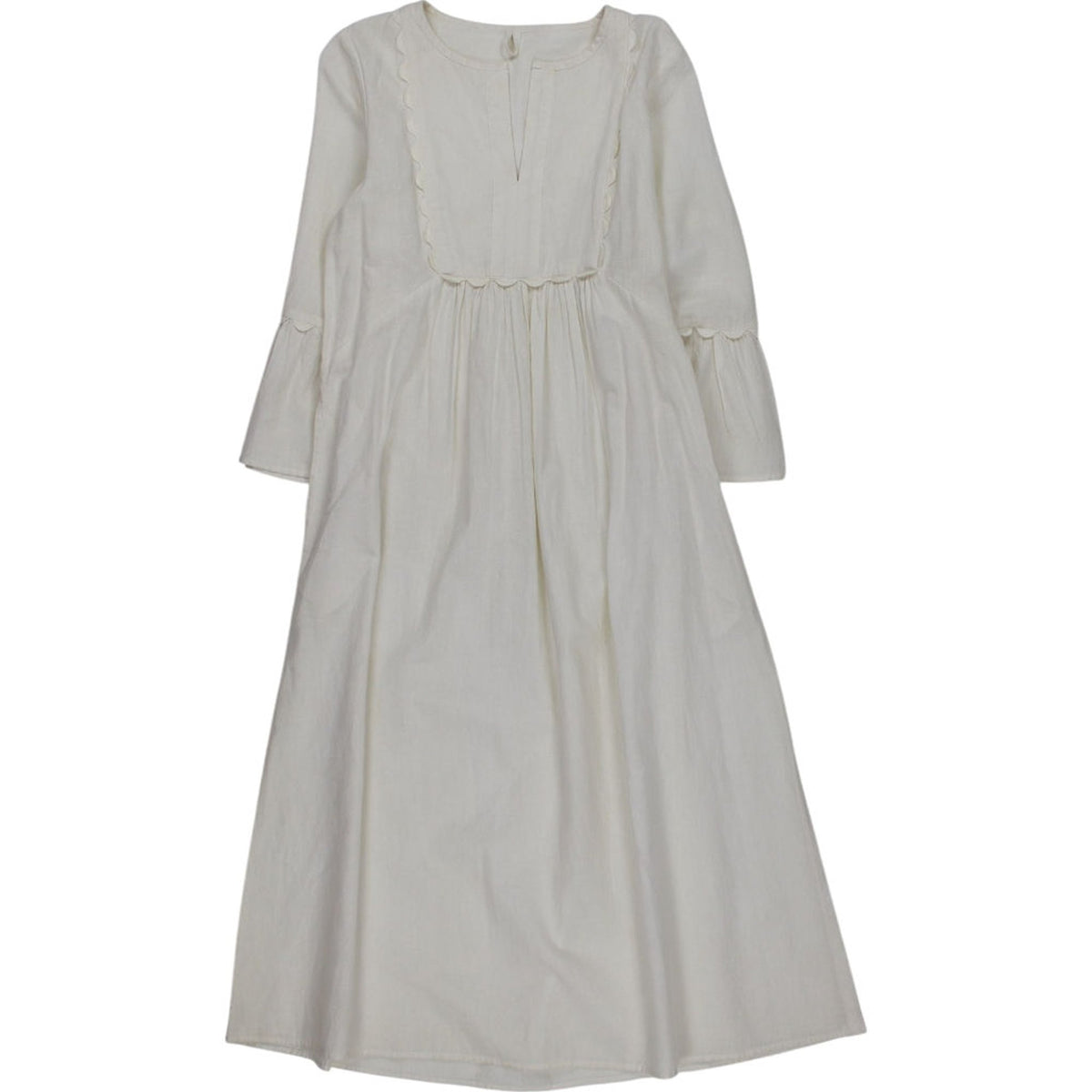 WYSE Ivory White Scallop Midi Dress
