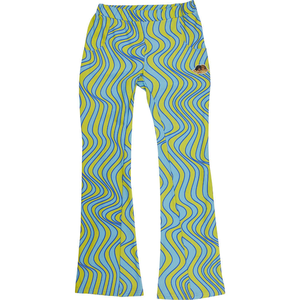 Fiorucci Blue Yellow Wave Mesh Flare Trousers