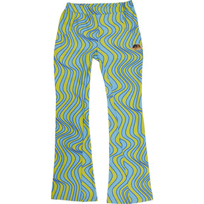 Fiorucci Blue Yellow Wave Mesh Flare Trousers