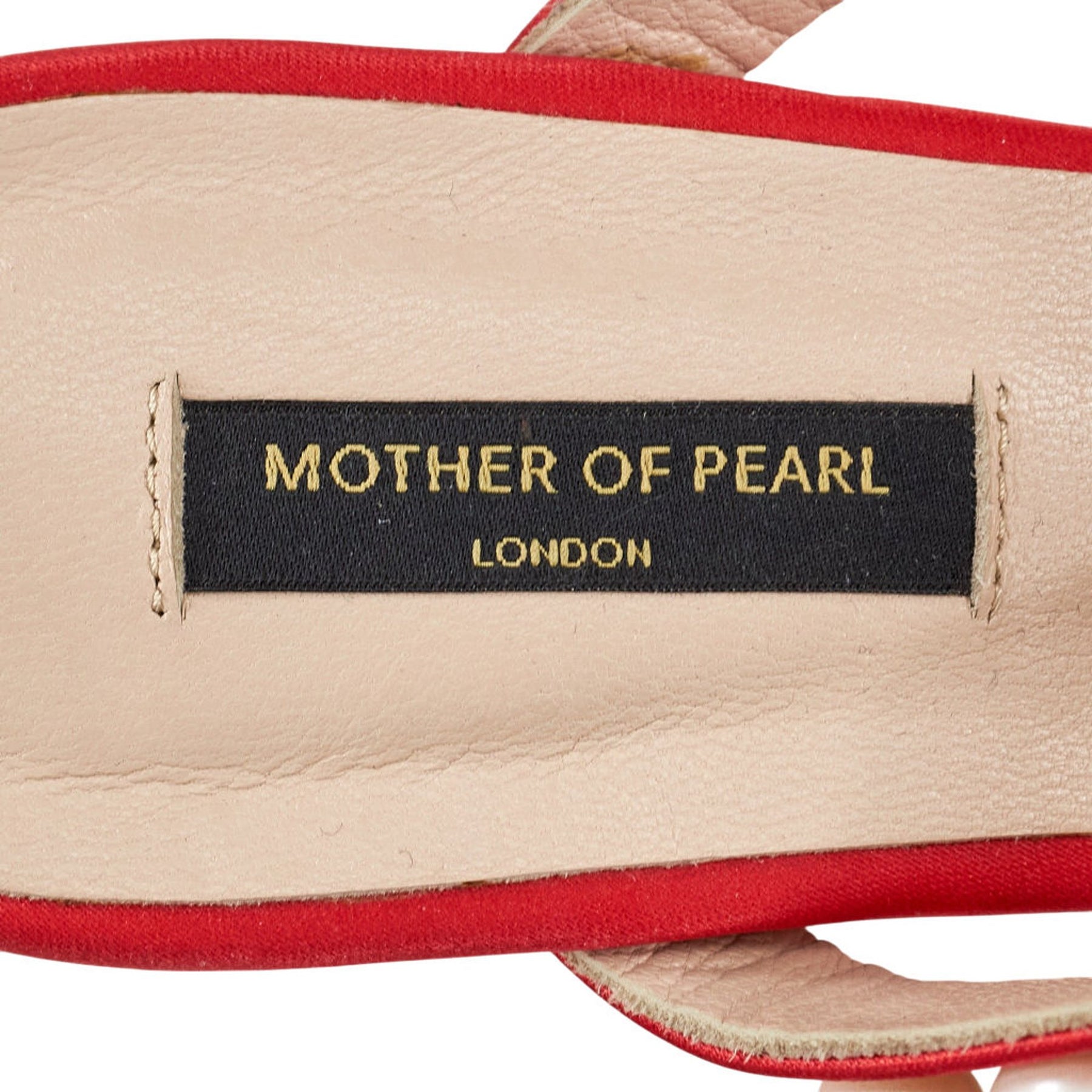 Mother of Pearl Red Bow Accent Heels