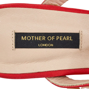 Mother of Pearl Red Bow Accent Heels