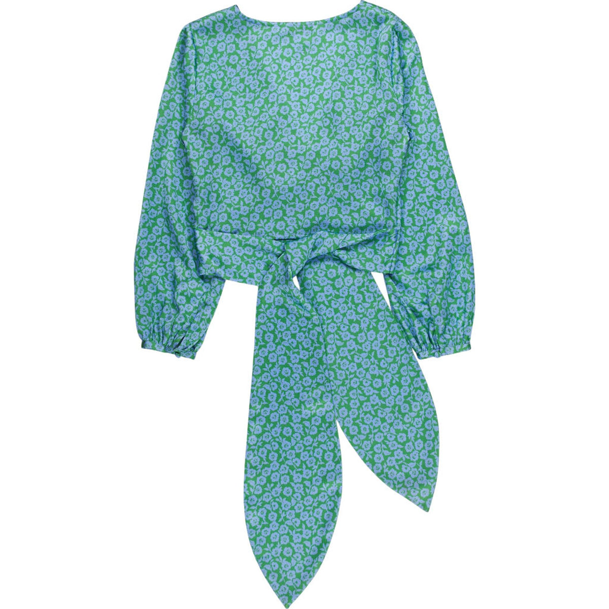 OMNES Green Floral Wrap Top
