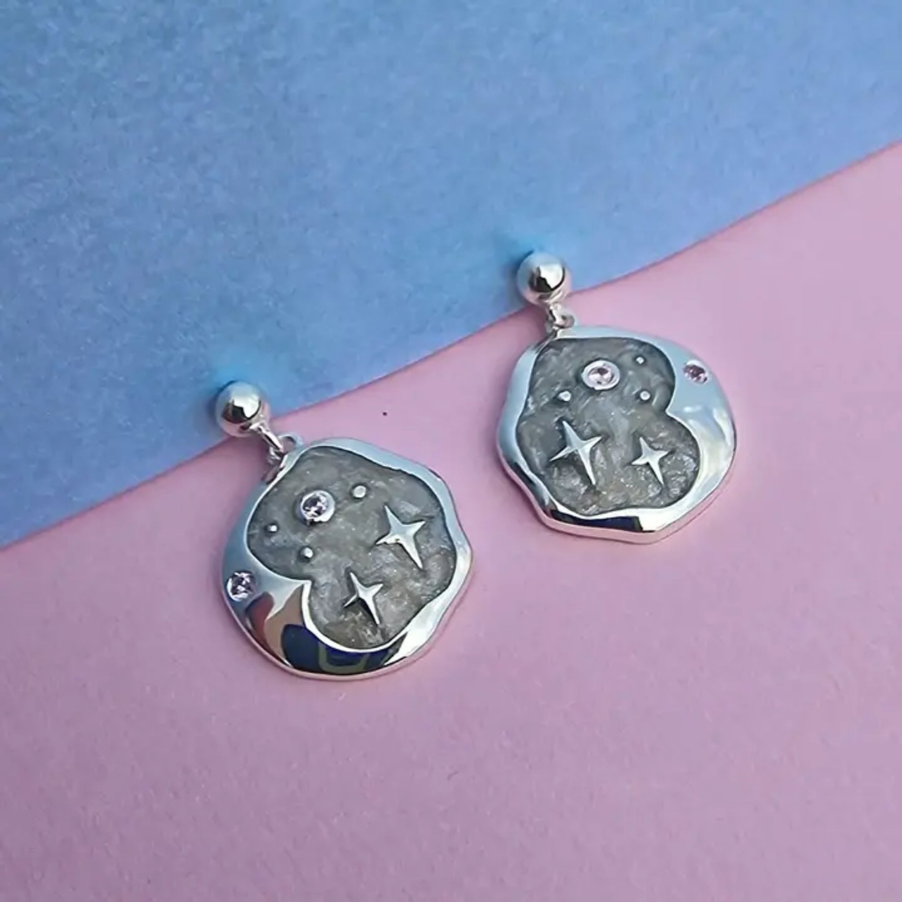 Pink Opal and Pearl Enamel Starry Night Earrings - 2 colours