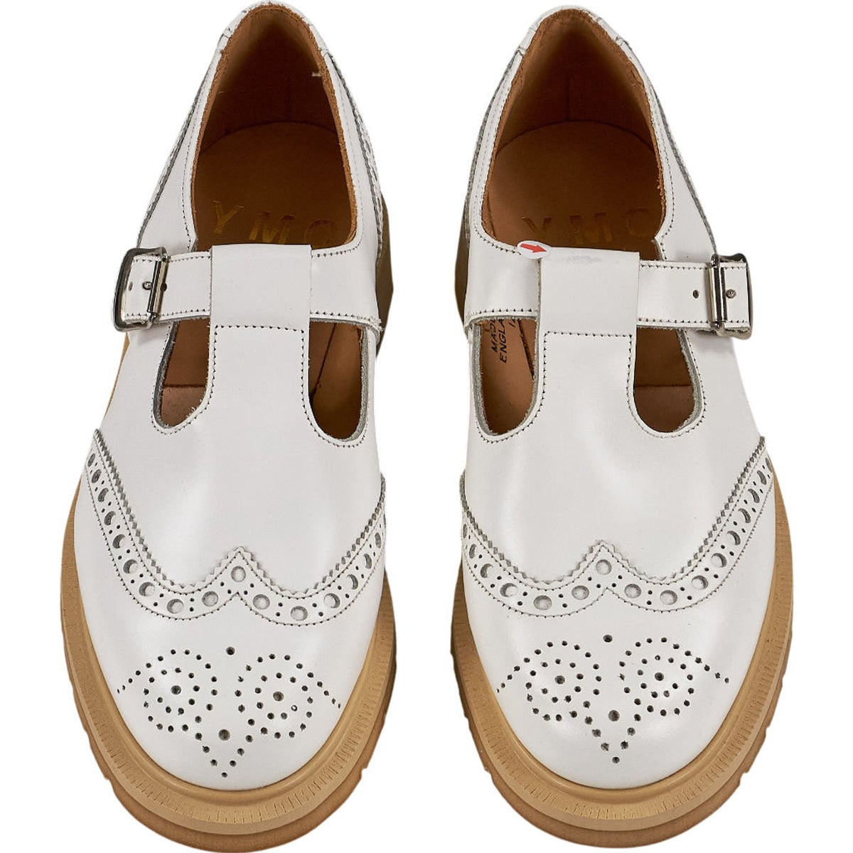 YMC White Leather Buckle Shoes