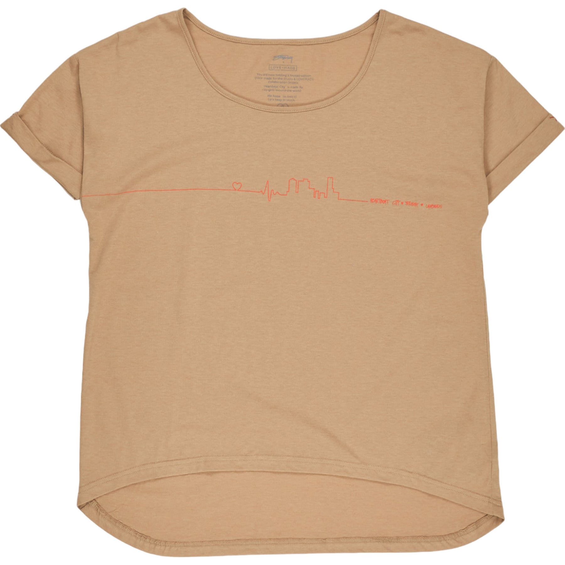 Stussy Beige Heartbeat City London T-Shirt