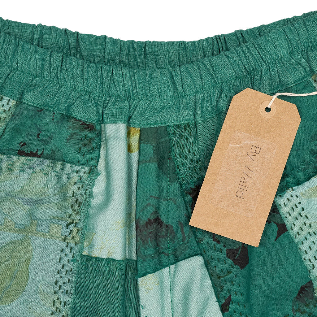 By Walid Green Patchwork Shorts