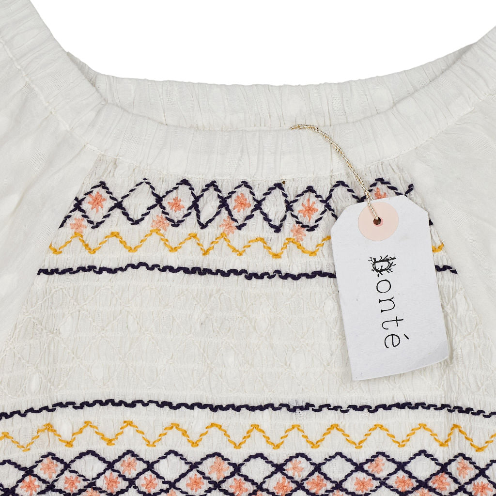 Bonté White Claude Embroidered Top