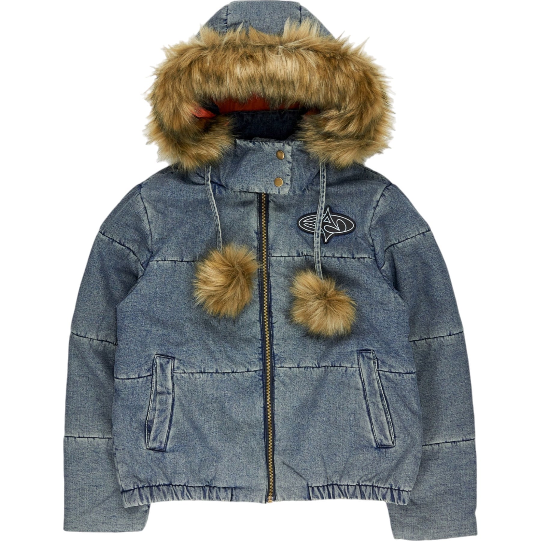 Basic Pleasure Mode Blue Faux Fur Hooded Jacket