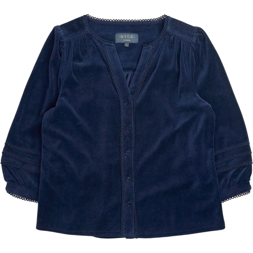 Wyse London Navy Button Top