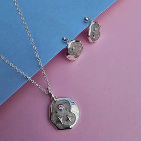 Pink Opal and Pearl Enamel Starry Night Earrings - 2 colours