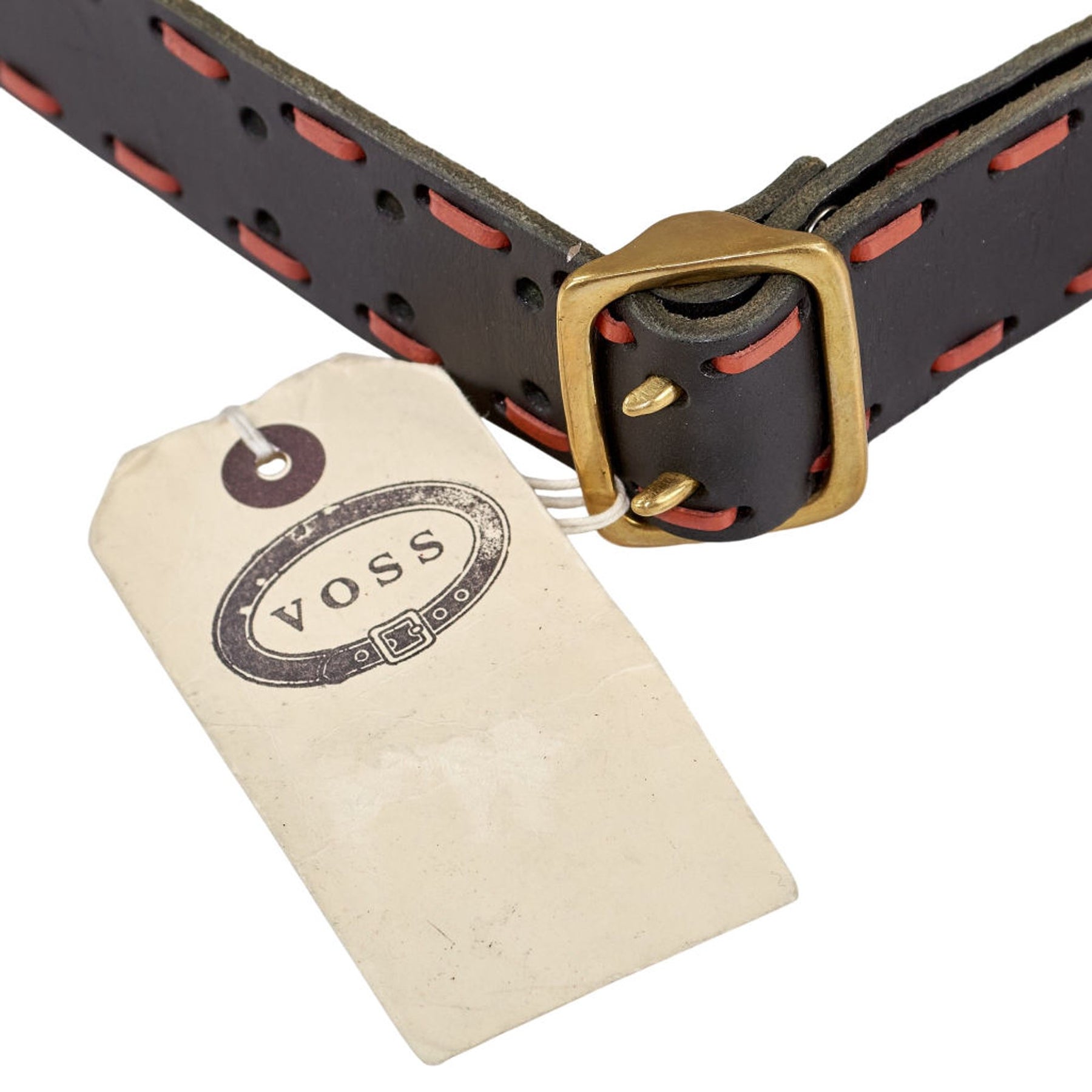 Voss Black Red Leather Belt