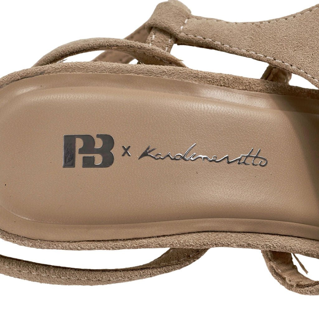 Pull & Bear x Karoline Vitto Cream Suede Wedge Sandals
