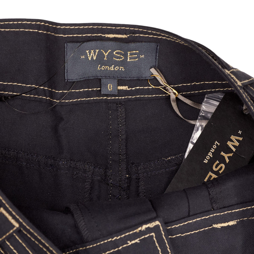 Wyse Black Cara Cotton Trousers