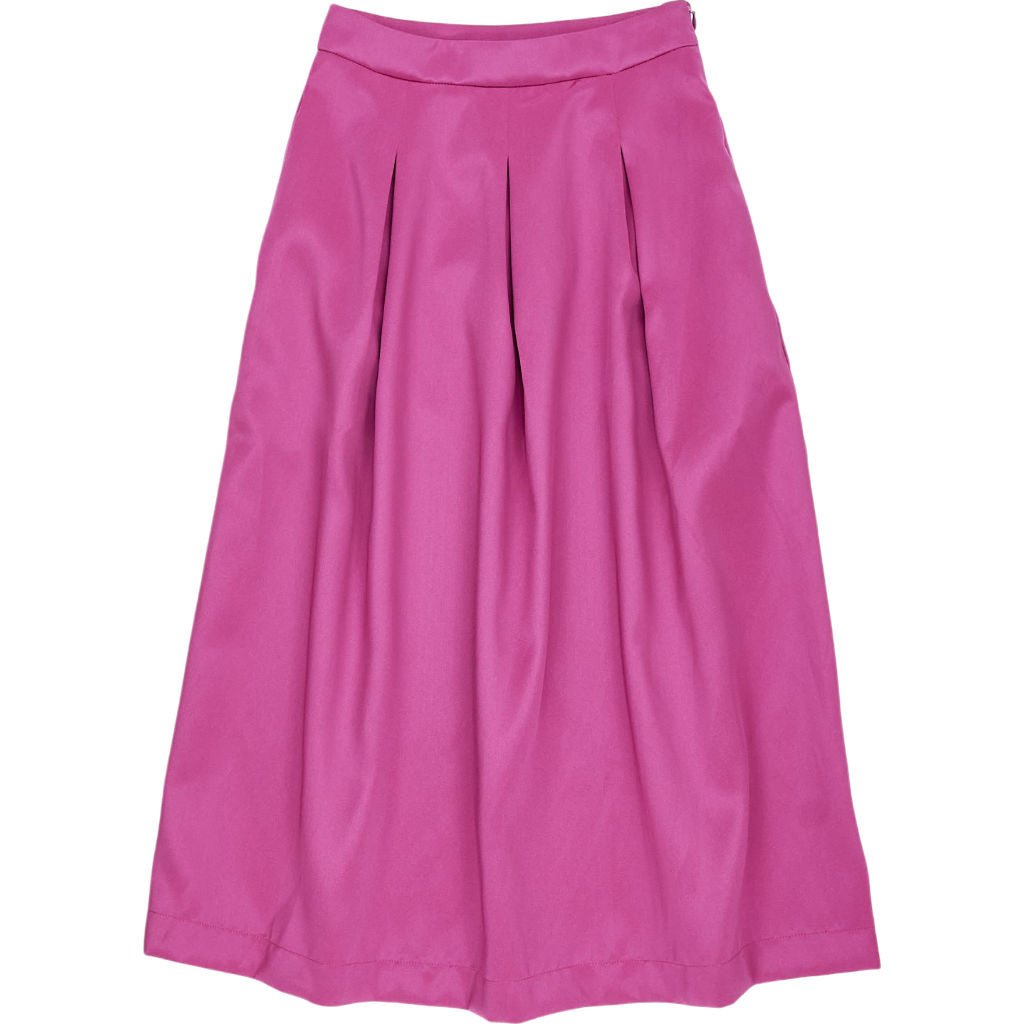 Wyse Pink Pleated Midi Skirt