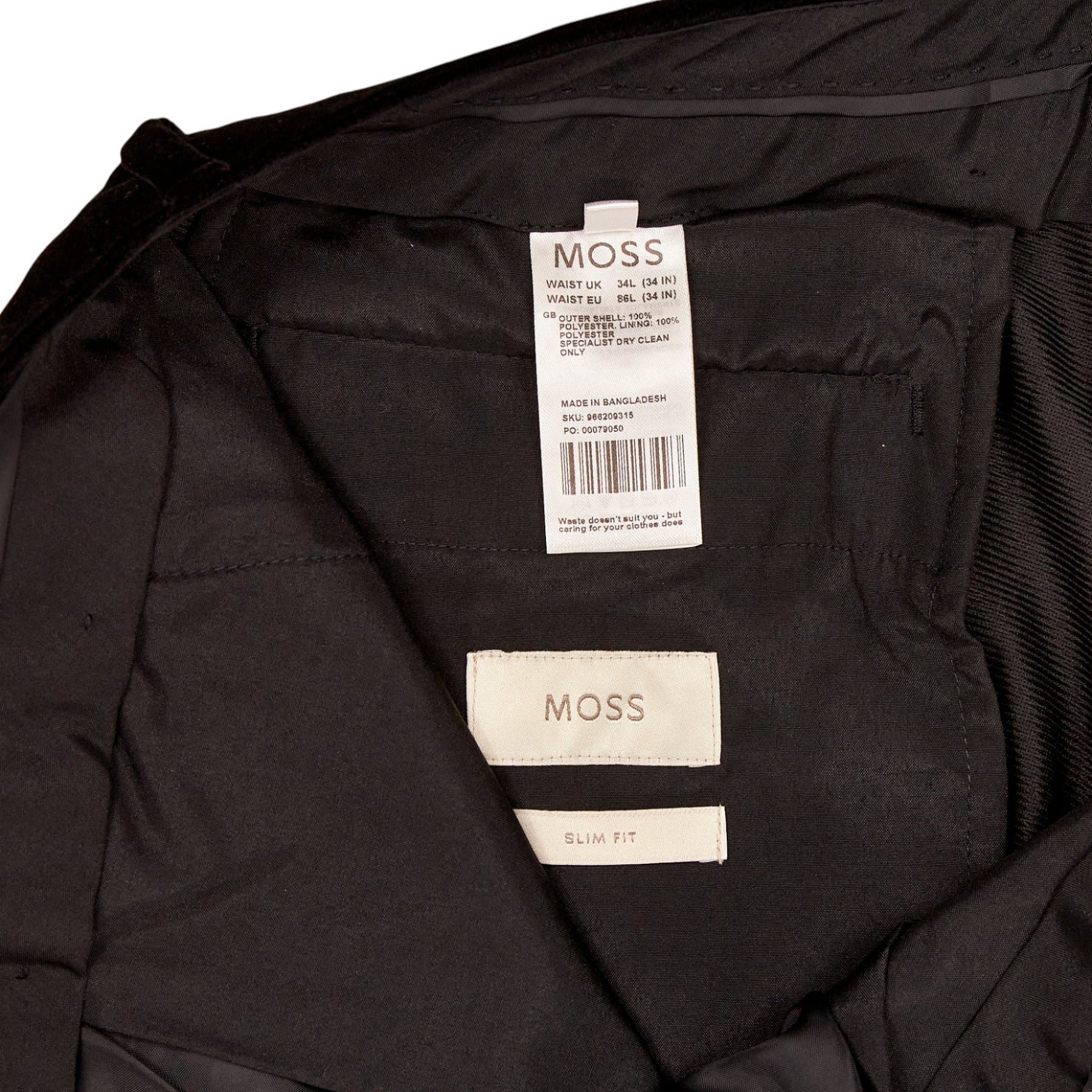 Moss Black Slim Fit Trousers