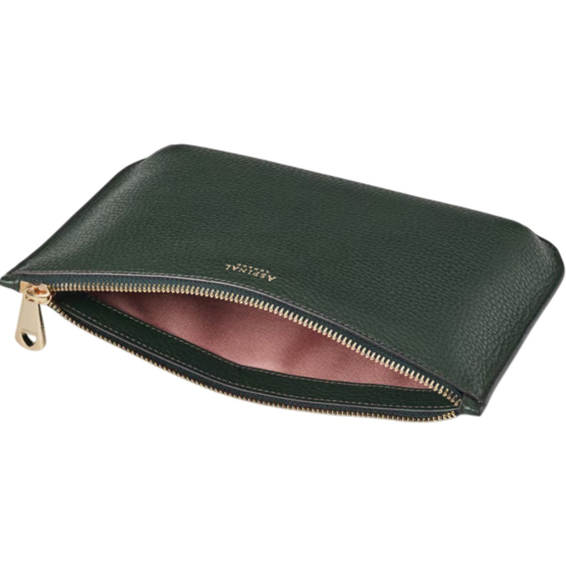Aspinal Green Leather Pouch Handbag Large