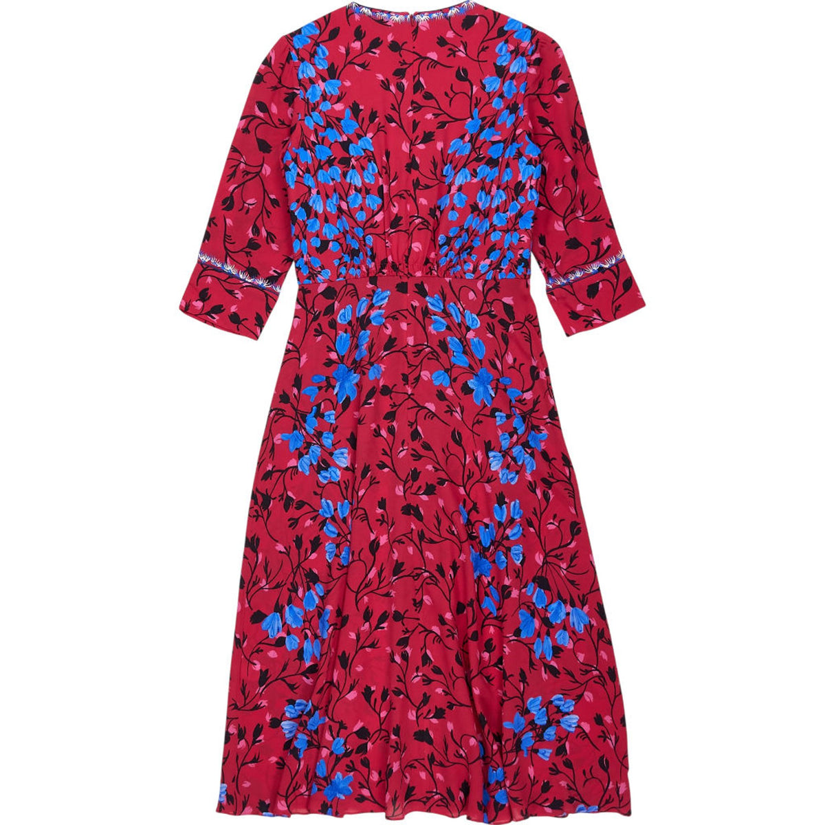 Saloni Red Floral Midi Dress