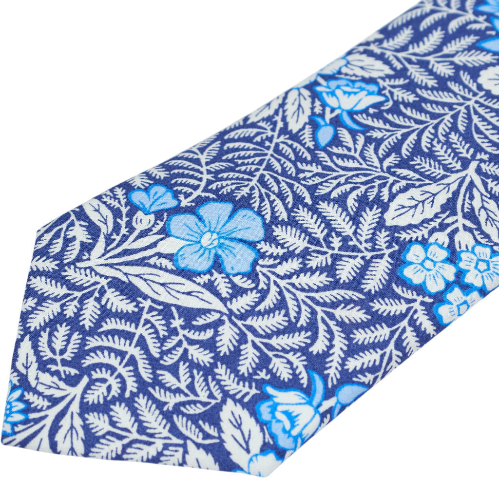 Moss Blue Floral Pattern Tie Bundle x 3