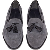 Manolo Blahnik Grey Suede Tassel Loafers