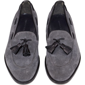 Manolo Blahnik Grey Suede Tassel Loafers