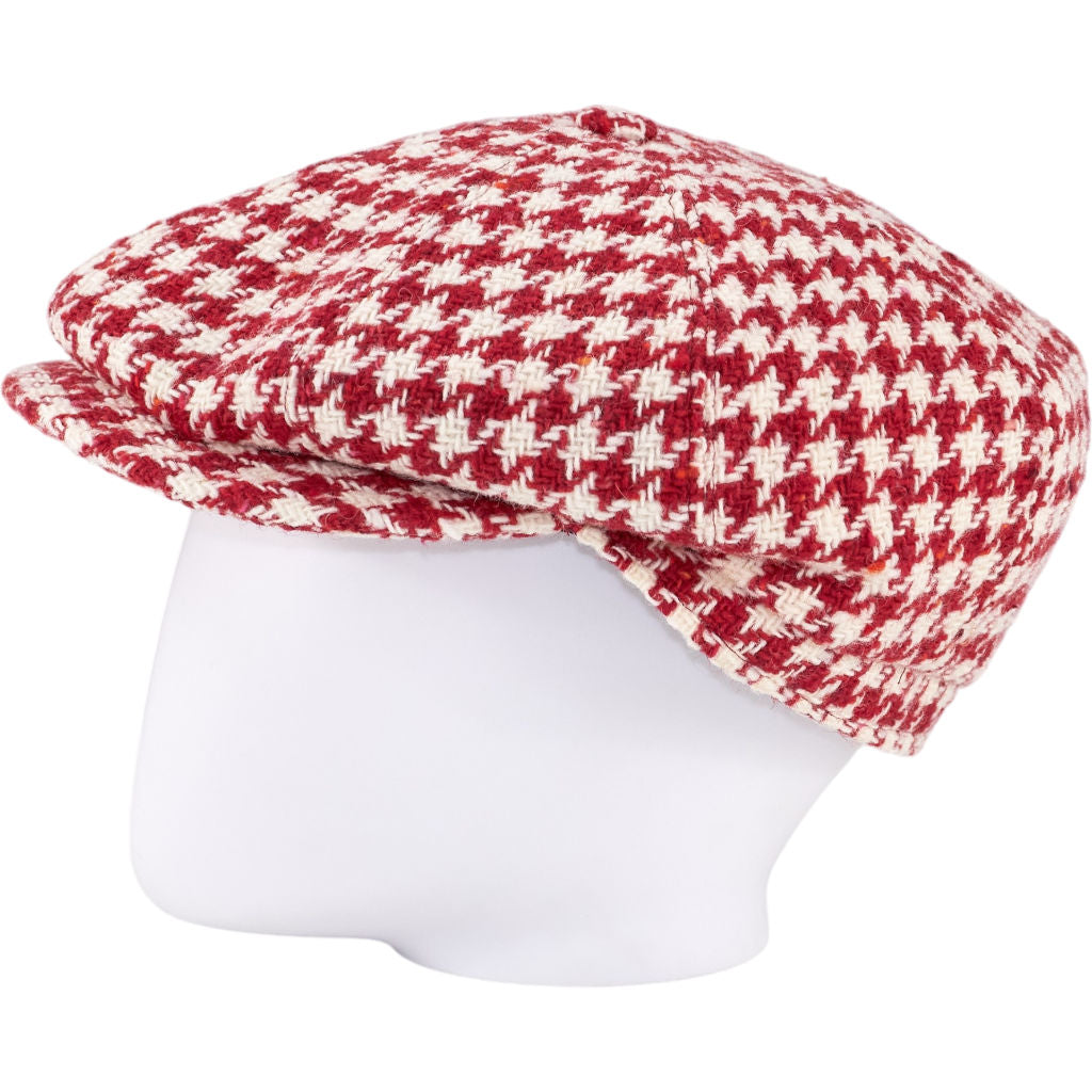 Lock & Co Red Houndstooth Flat Cap