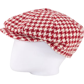 Lock & Co Red Houndstooth Flat Cap