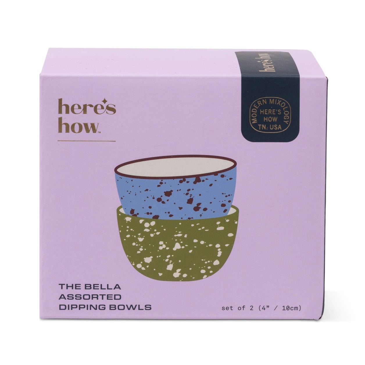 Bella Dipping Bowls - Set of 2 - Blue & Olive Splatter