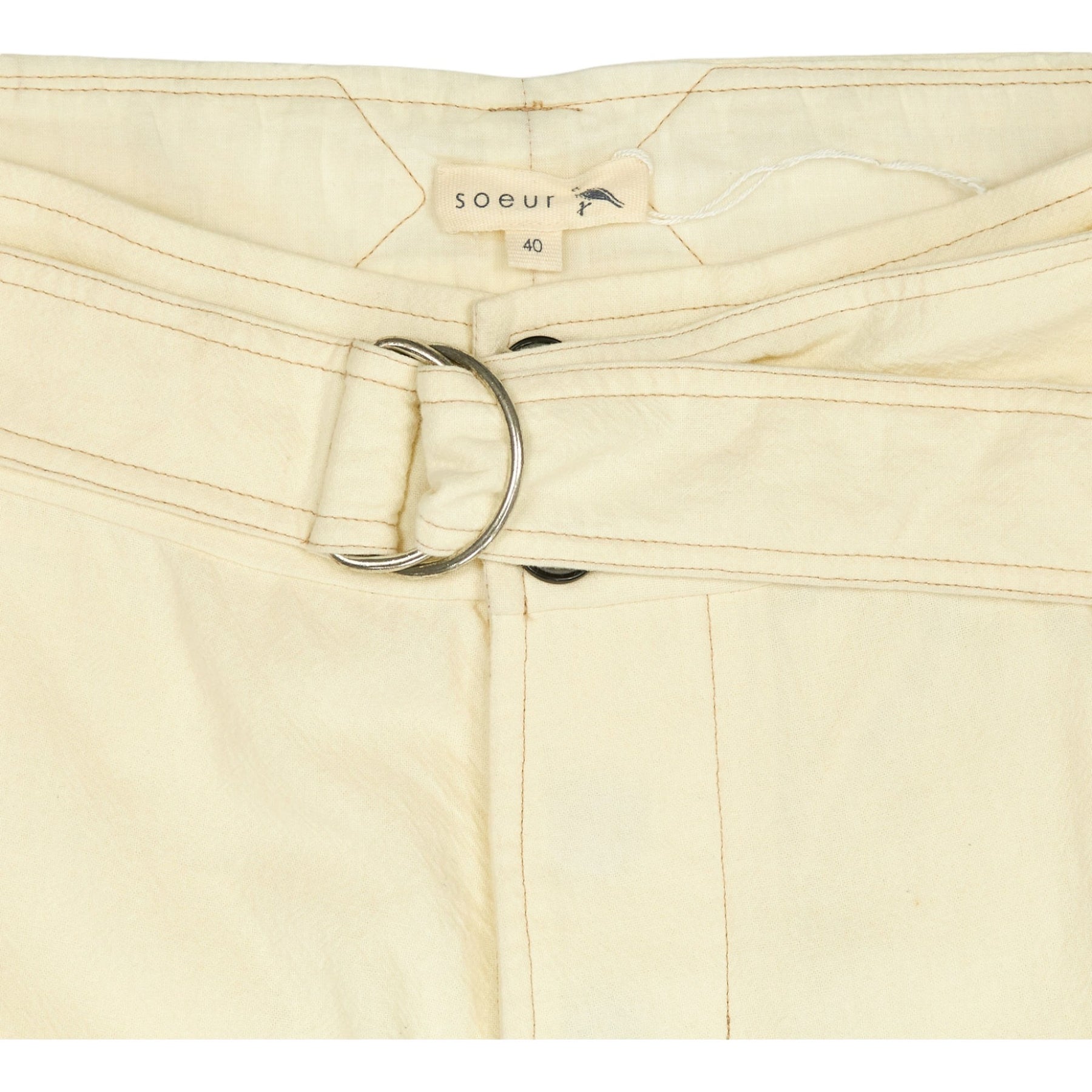 Soeur Cream Cotton Trousers