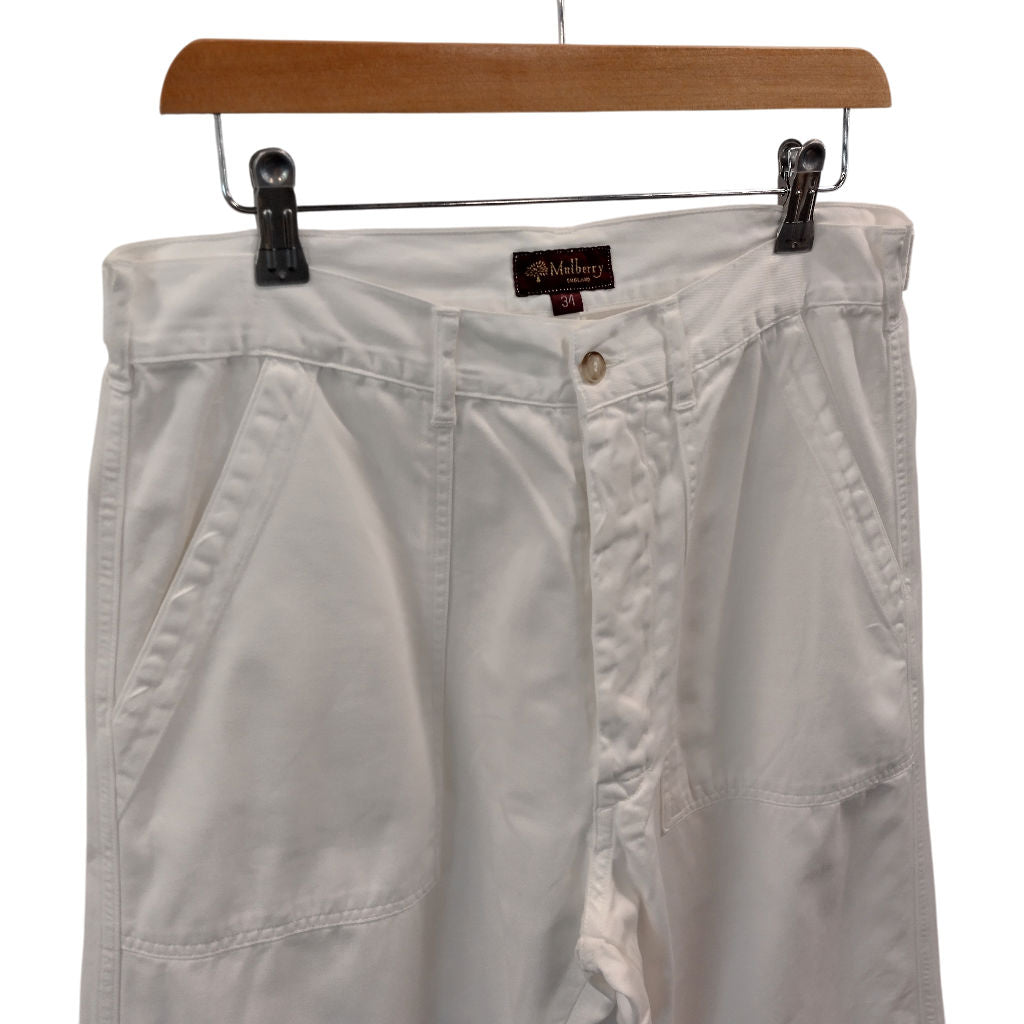 Mulberry White Cotton Trousers
