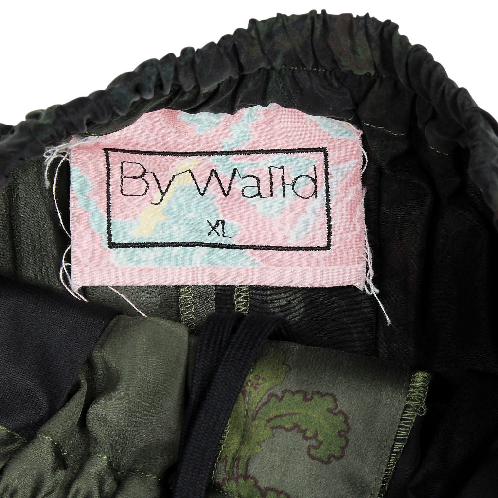 By Walid Green Floral Silk Trousers