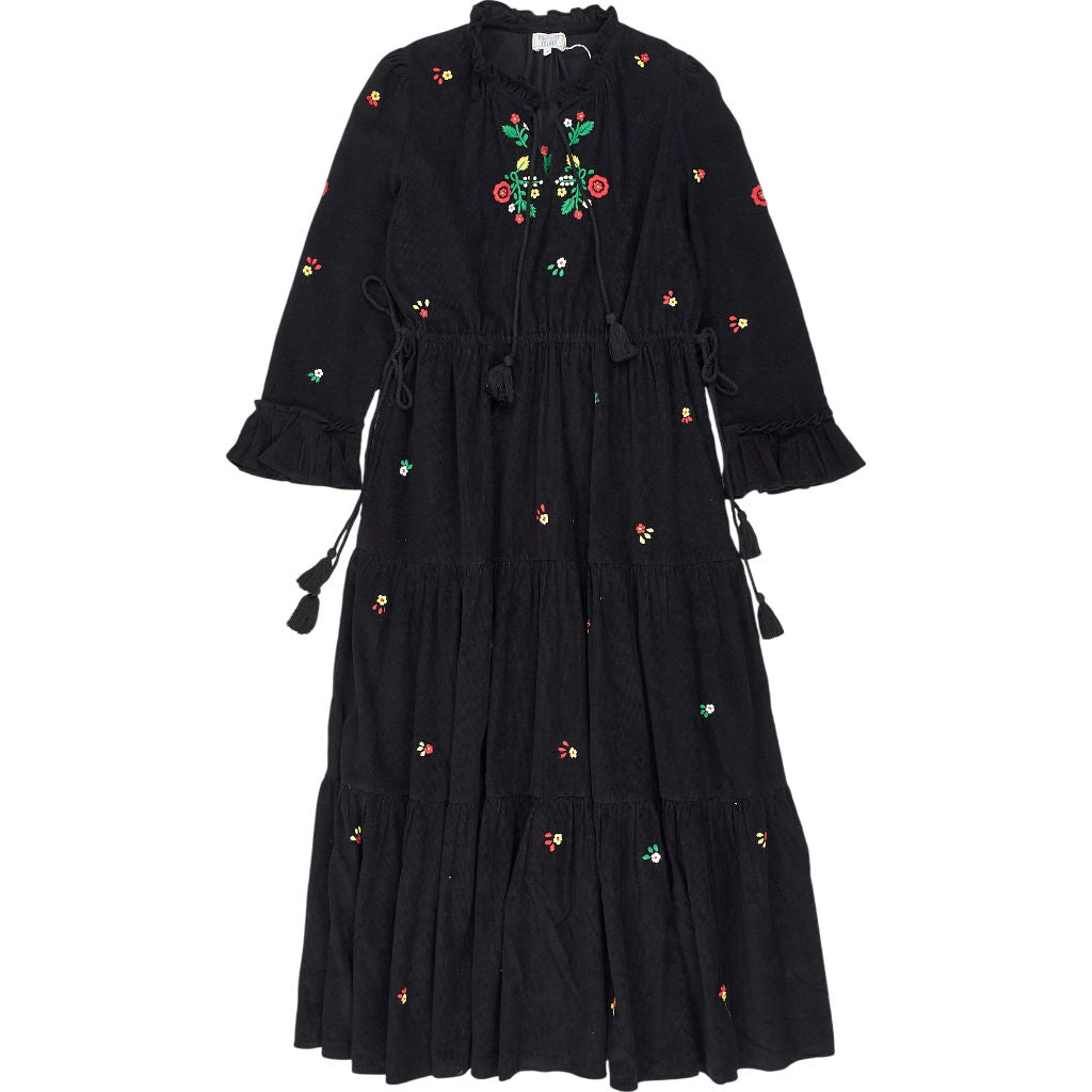 Pink City Prints Black Viennese Embroidered Dress S