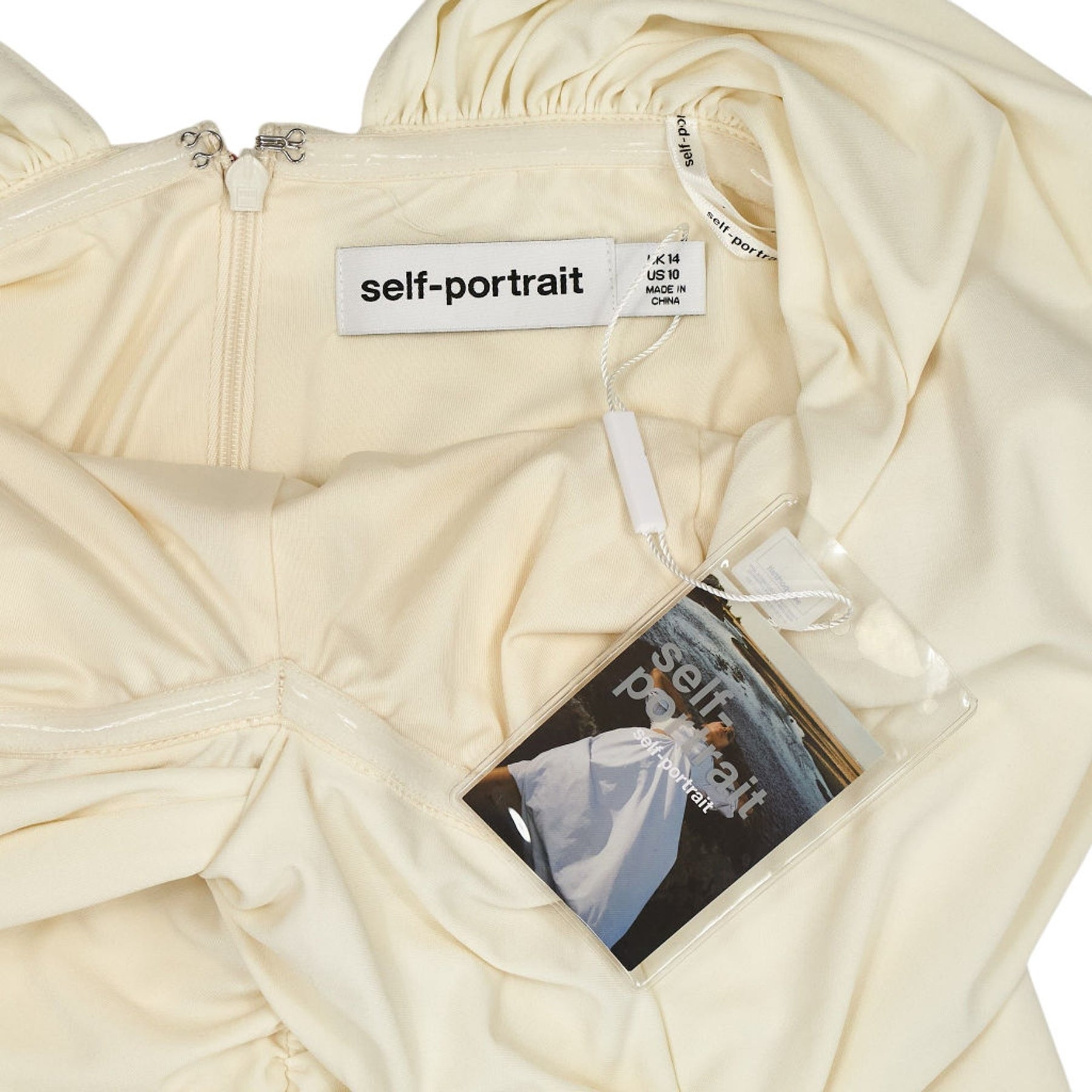 Self-Portrait Beige Off-Shoulder Mini Dress