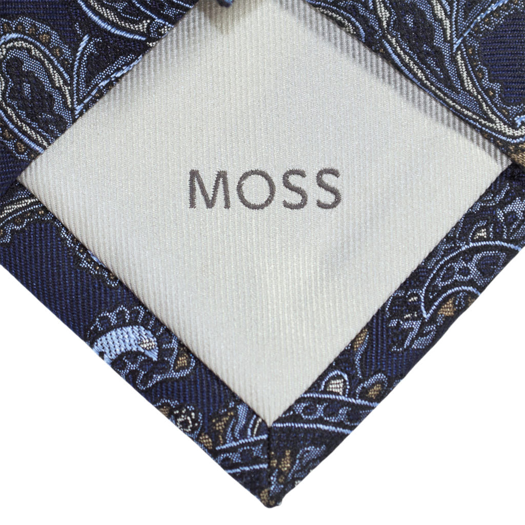 Moss Navy Patterned Tie Bundle x 3