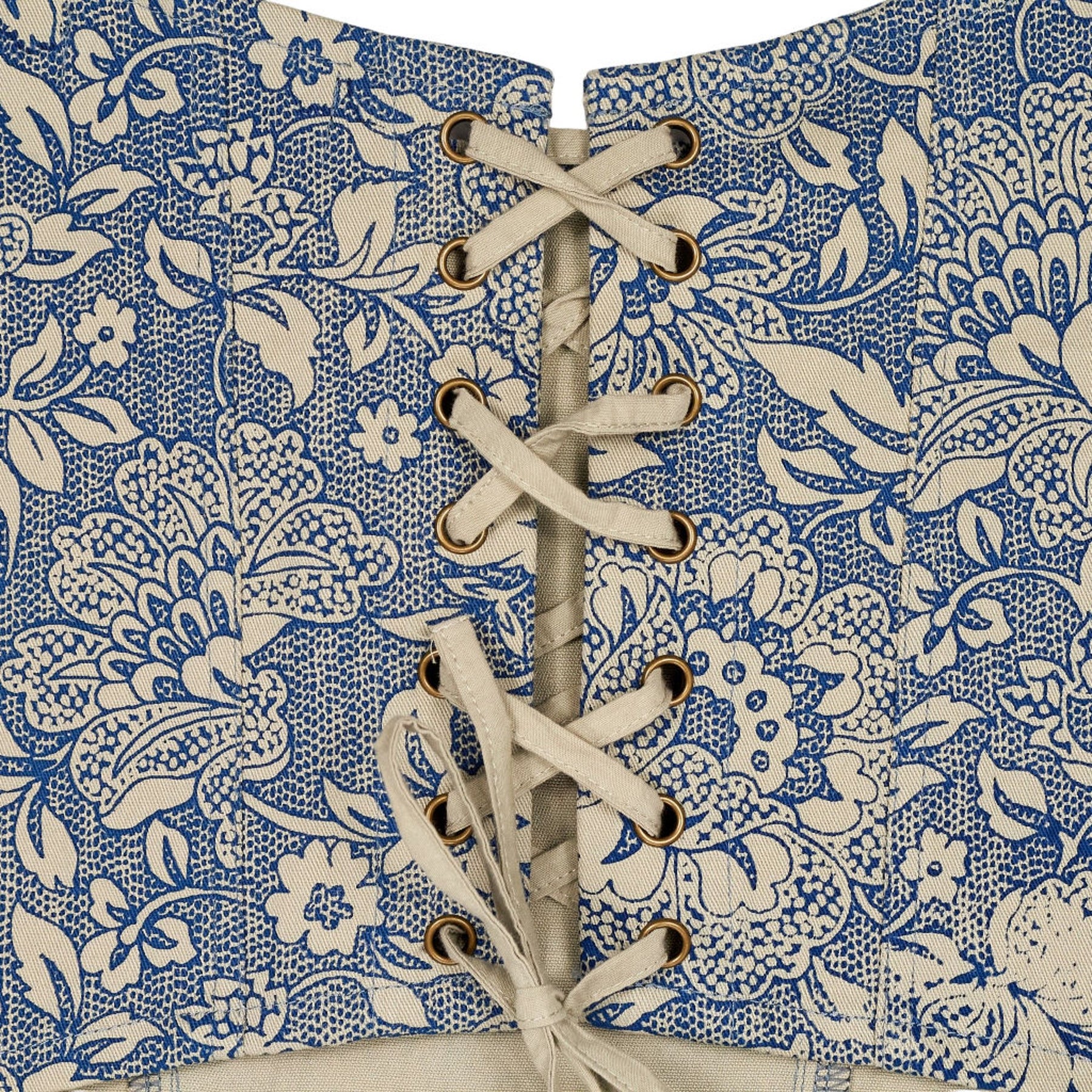 Motel Blue Ornate Print Jatemi Corset Top
