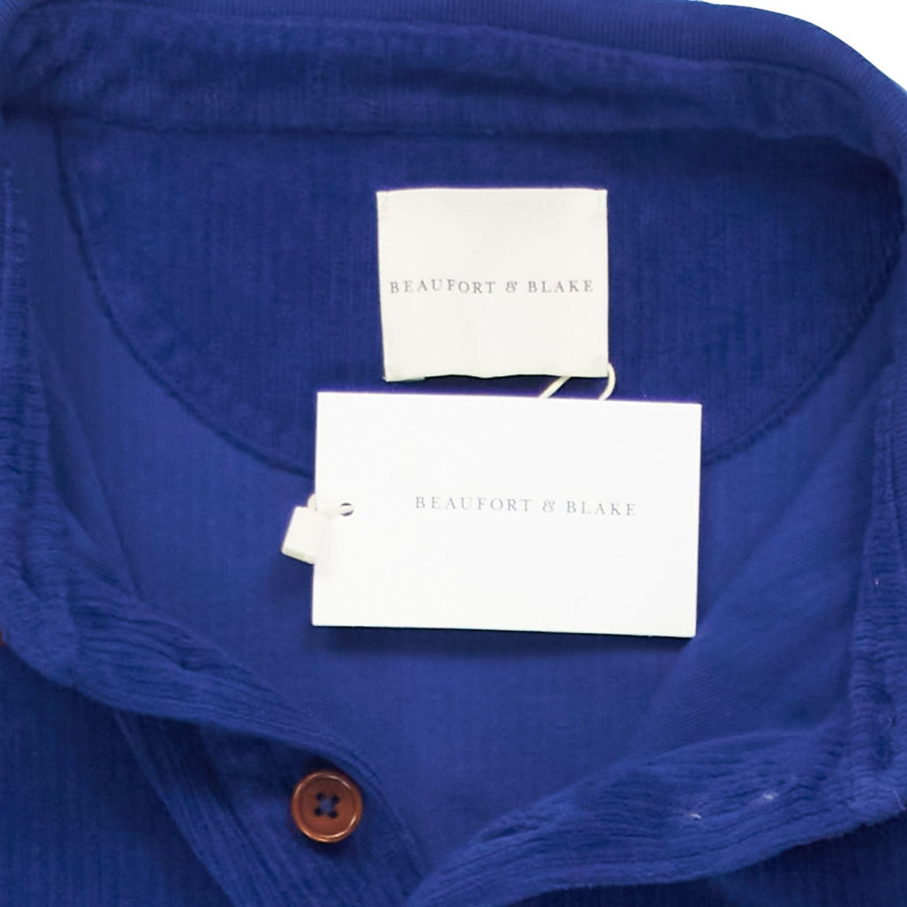 Beaufort & Blake Blue Corduroy Polo Shirt No size label