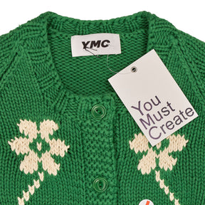 YMC Green Floral Knit Cardigan L