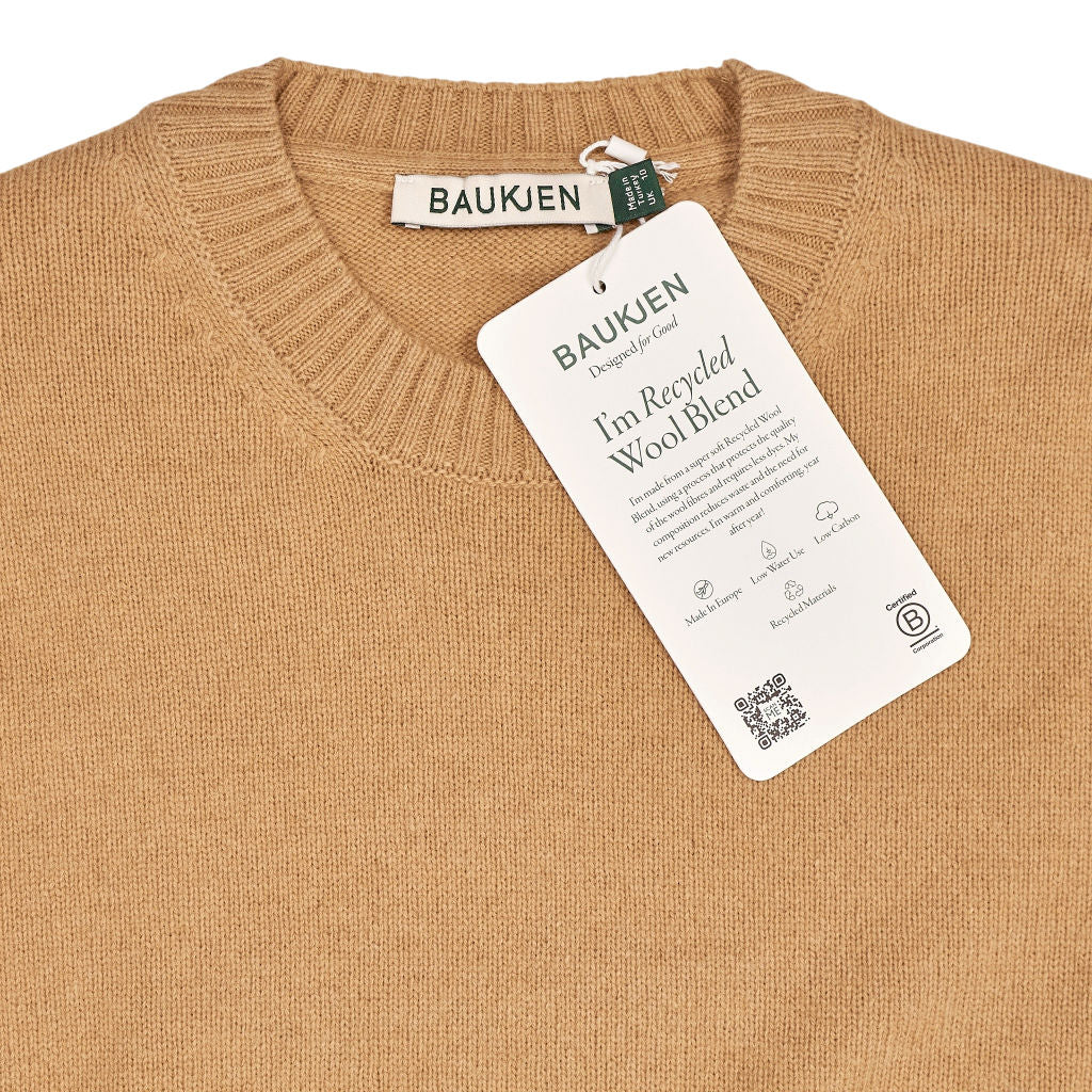 Baukjen Taupe Wool Blend Crew Neck Jumper