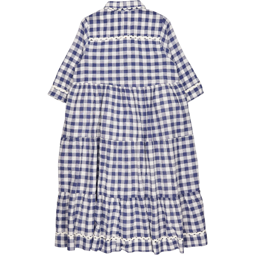 Bonté Blue White Checkered Midi Dress