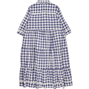 Bonté Blue White Checkered Midi Dress