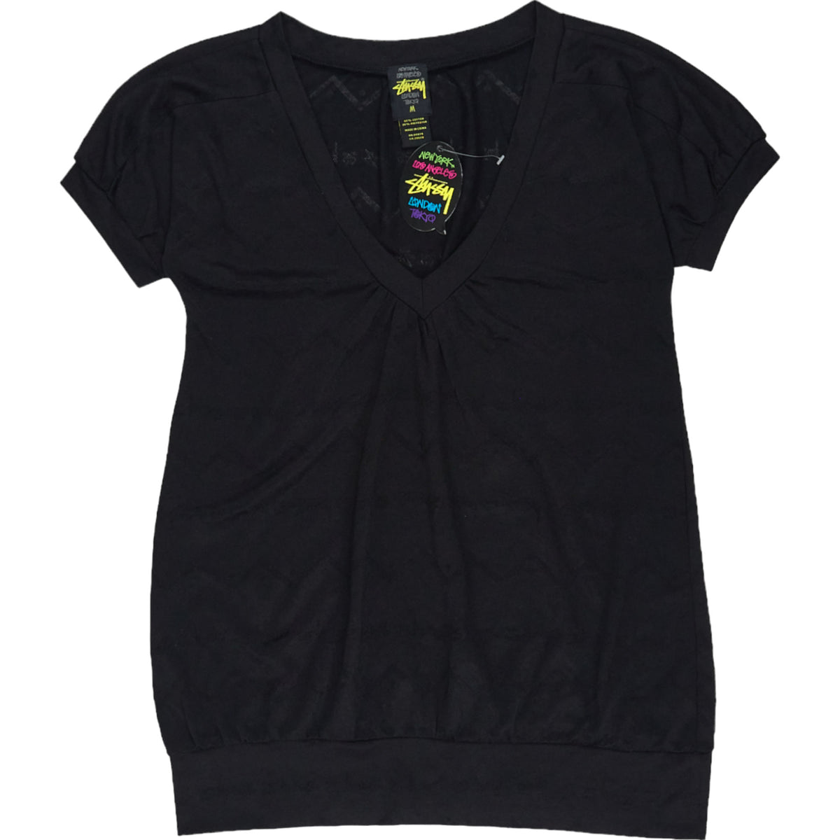 Stussy Black V-Neck Top