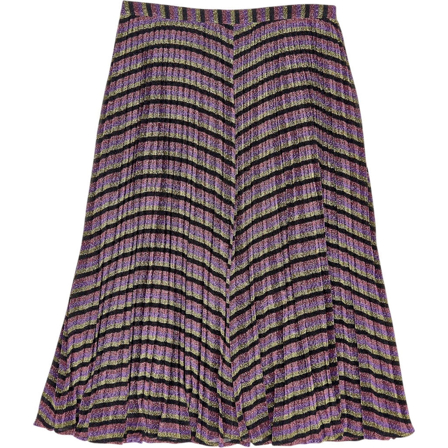 Whistles Purple Metallic Pleated Skirt